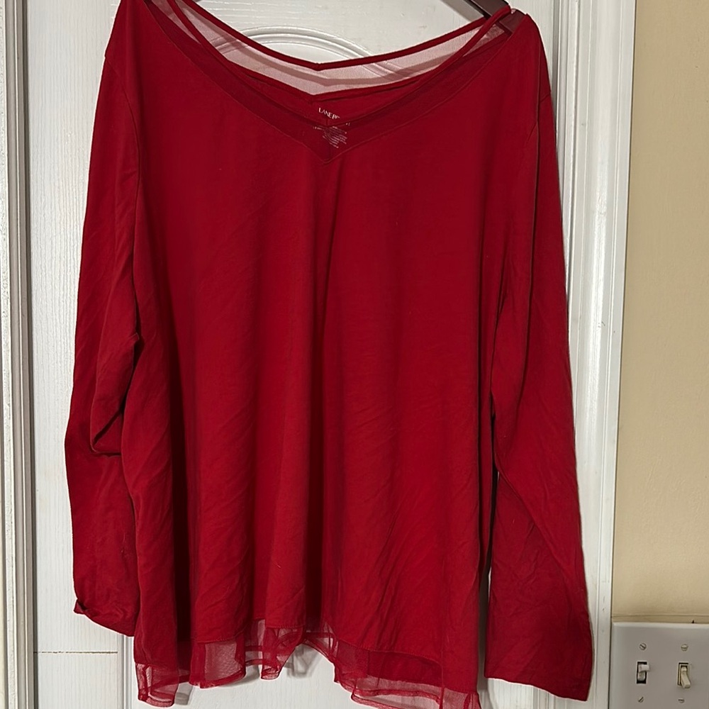 Women's Red V-Neck Top